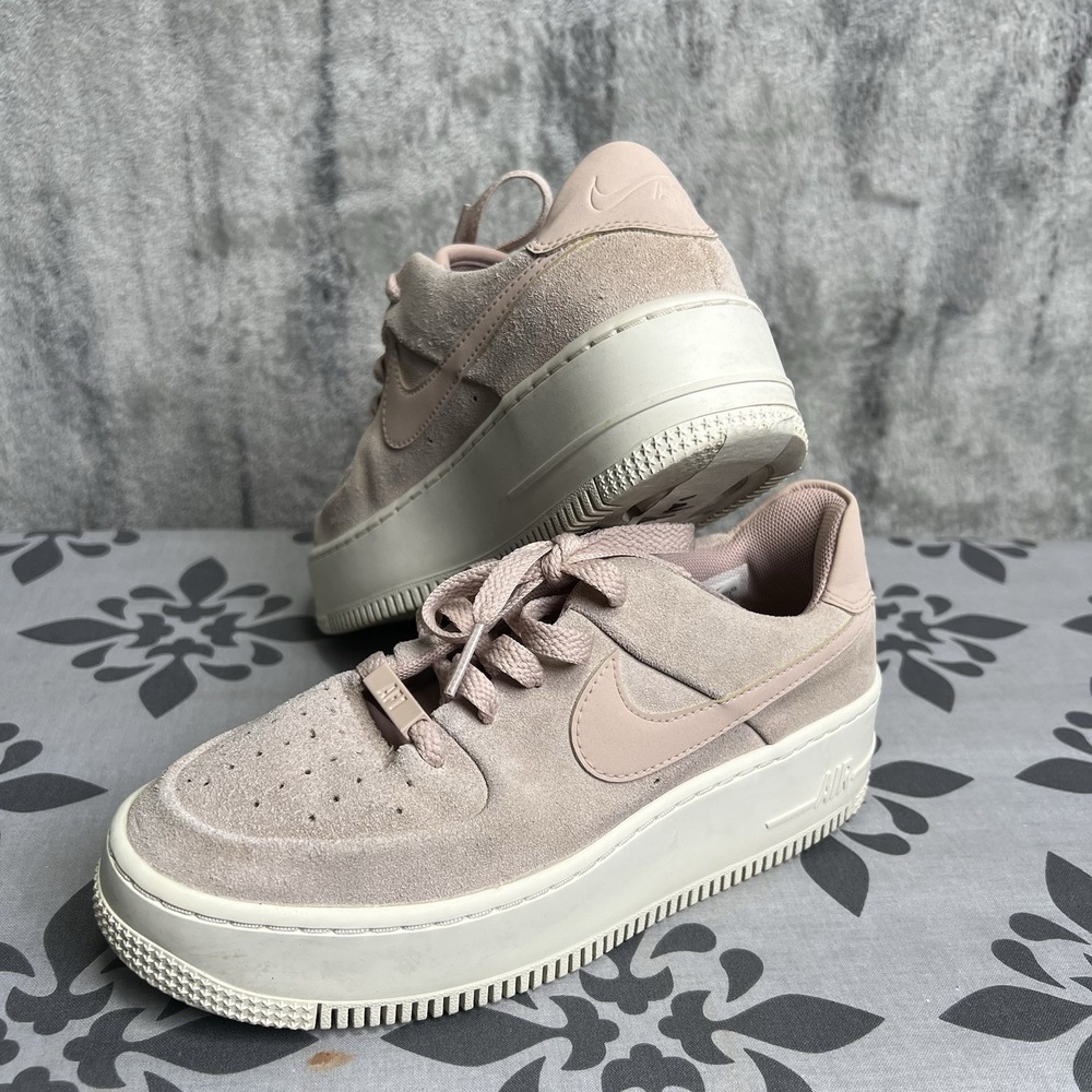 Nike Pink Suede AF1 Platform Sneakers - Picture 4 of 7